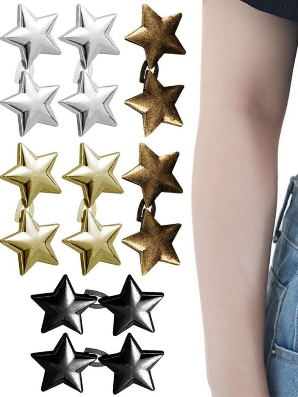 8 Sets Star Jeans Button Pant Waist Tighteners No Sewing Adjustable Waist
